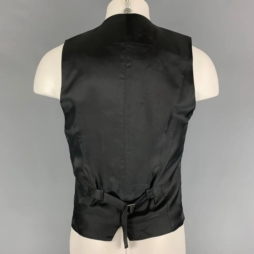 DOLCE & GABBANA Size 38 Dark Gray Black Wool Silk Vest